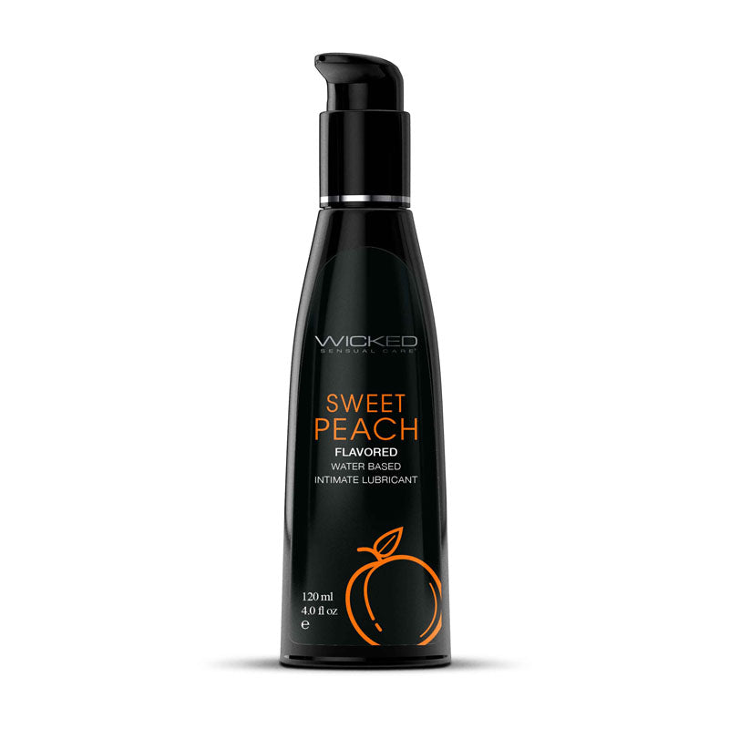 Wicked Aqua Sweet Peach Flavoured Lubricant - 120 ml (4 oz) Bottle - Naughty by Nature Adult Store
