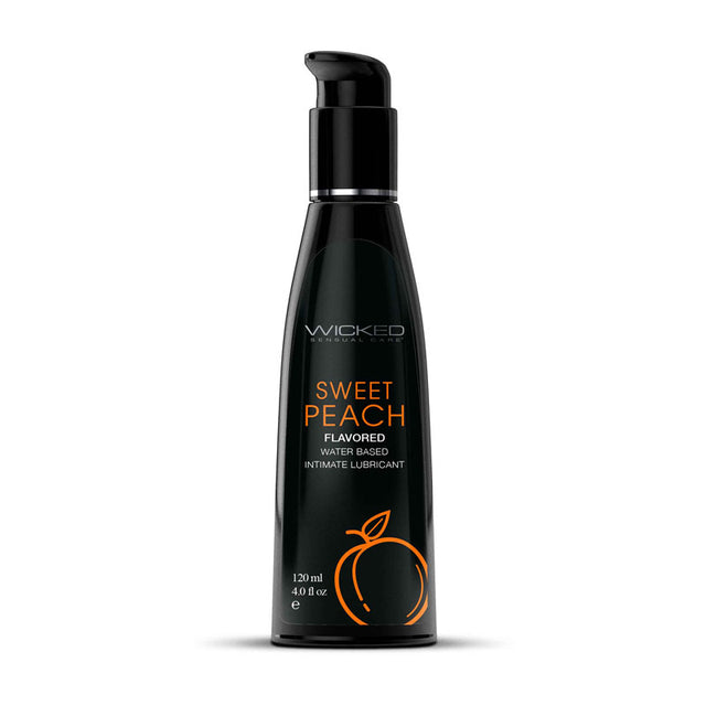 Wicked Aqua Sweet Peach Flavoured Lubricant - 120 ml (4 oz) Bottle - Naughty by Nature Adult Store