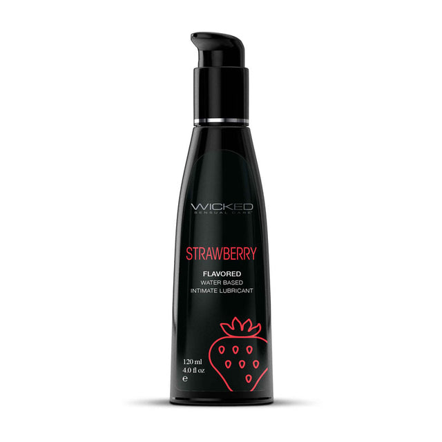 Wicked Aqua Strawberry Flavoured Lubricant - 120 ml (4 oz) Bottle - Naughty by Nature Adult Store