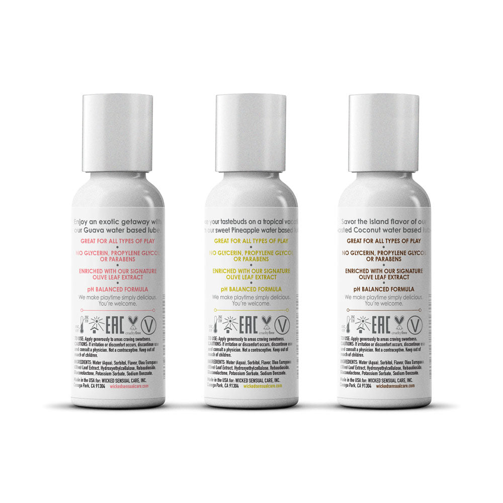 Wicked Simply Tropical Trio - Flavoured Water Based Lubricants - Set of 3 - Naughty by Nature Adult Store