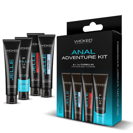 Wicked Anal Adventure Kit Mixed Jelle Anal Lubricants 4 Pack