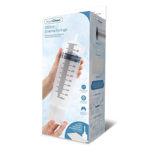 AquaClean 550ml Enema Syringe - 550 ml Capacity with Free Travel Douche Included - Naughty by Nature Adult Store