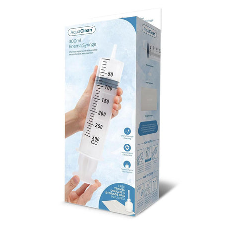AquaClean 300ml Enema Syringe - 300 ml Capacity with Free Travel Douche Included - Naughty by Nature Adult Store