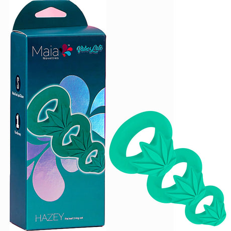 Maia HAZEY - Green Pot Leaf Cock Rings - Set of 3 - Naughty by Nature Adult Store