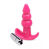 Frisky Ribbed Vibrating Butt Plug - Pink 10.9 cm