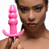 Frisky Ribbed Vibrating Butt Plug - Pink 10.9 cm