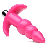 Frisky Ribbed Vibrating Butt Plug - Pink 10.9 cm
