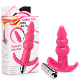 Frisky Ribbed Vibrating Butt Plug - Pink 10.9 cm