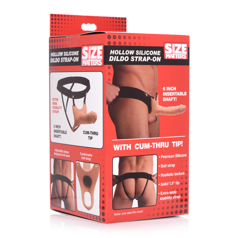 Size Matters Silicone Dildo Strap-On - Flesh 15.2 cm Hollow Strap-On - Naughty by Nature Adult Store