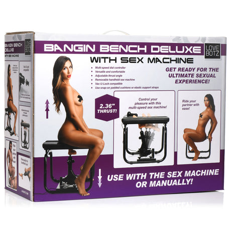 LoveBotz Bangin Bench Deluxe with Sex Machine - Black Sex Bench with Mains Powered Machine - Naughty by Nature Adult Store