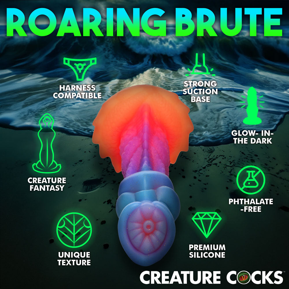 Creature Cocks Aqua-Cock - Glow in Dark Multi-Coloured 19.3 cm Fantasy Dildo - Naughty by Nature Adult Store
