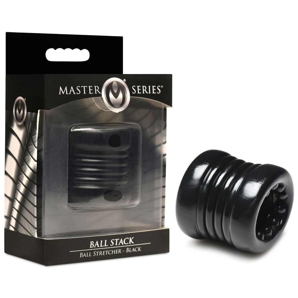 Master Series Ball Stack Ball Stretcher - Black - Black Ball Stretcher - Naughty by Nature Adult Store