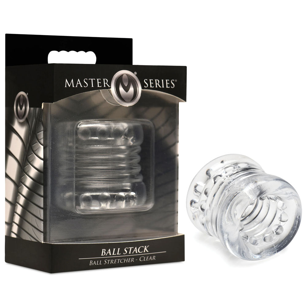 Master Series Ball Stack Ball Stretcher - Clear - Clear Ball Stretcher - Naughty by Nature Adult Store