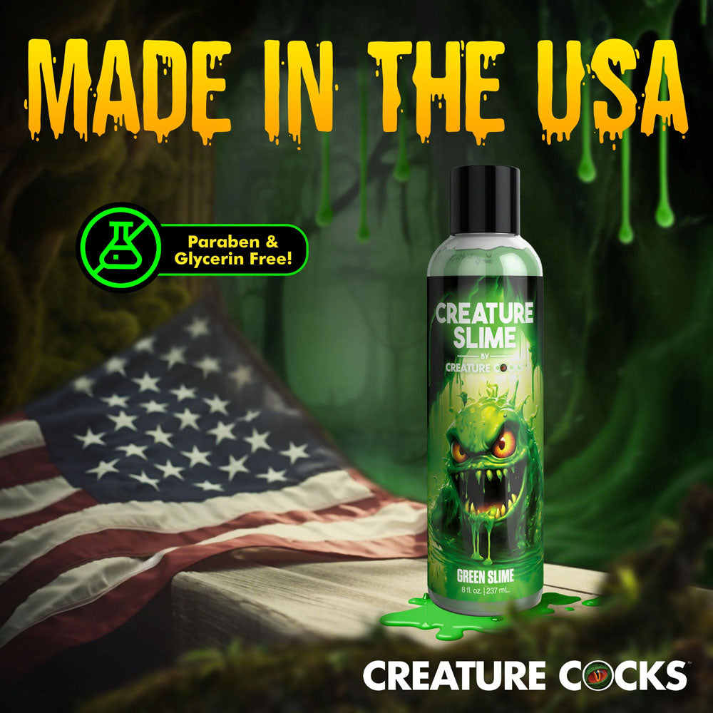 Creature Slime by Creature Cocks - Green Slime - Green Water Based Lubricant - 237 ml Bottle - Naughty by Nature Adult Store