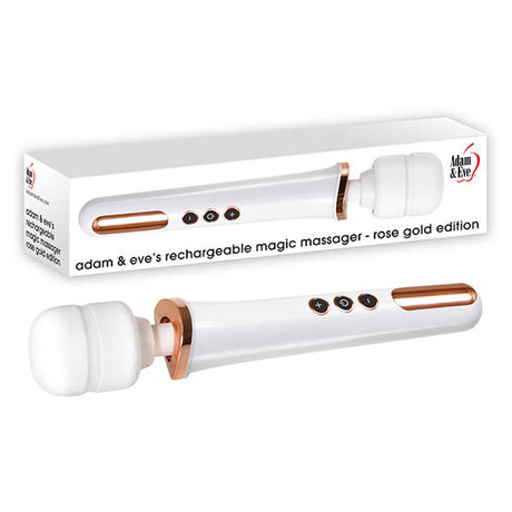 Adam & Eve Rechargeable Magic Massager - Rose Gold/White 33 cm USB Rechargeable Massager Wand - Naughty by Nature Adult Store