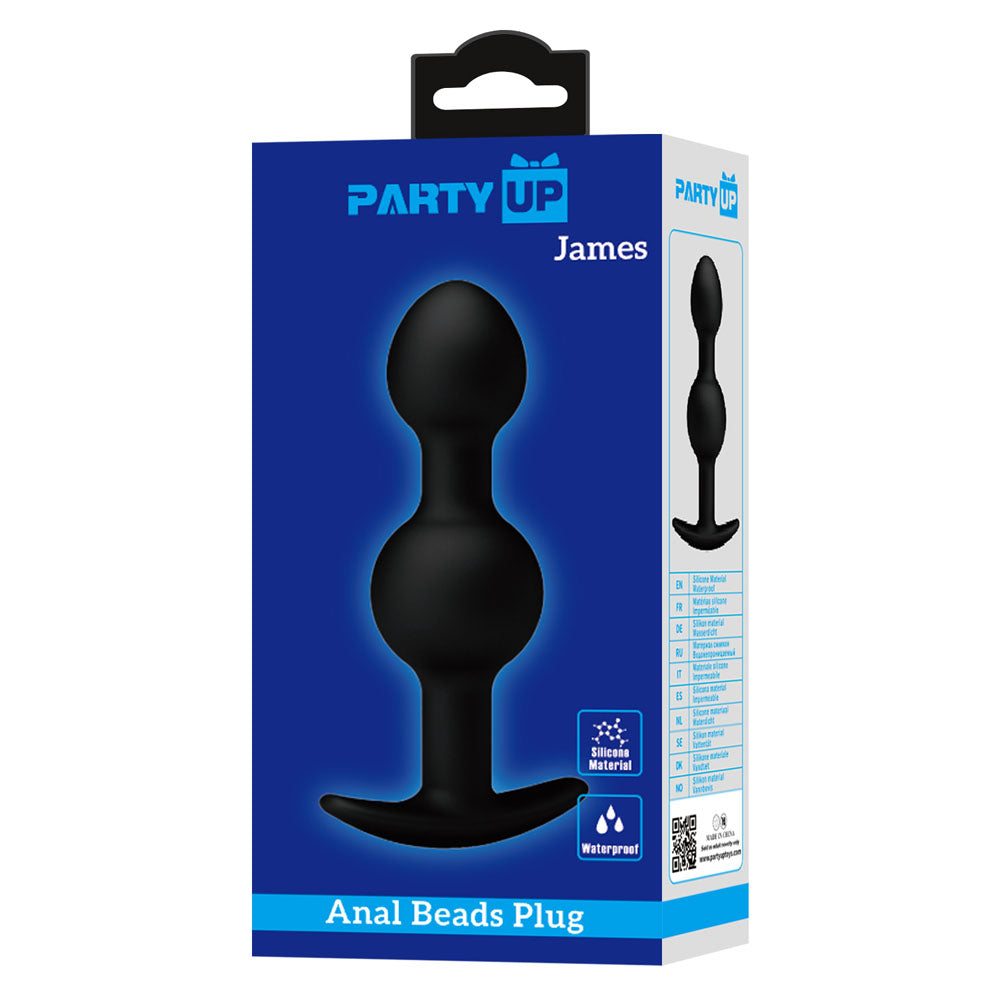 Party Up JAMES Anal Bead Plug - Black 10.4 cm