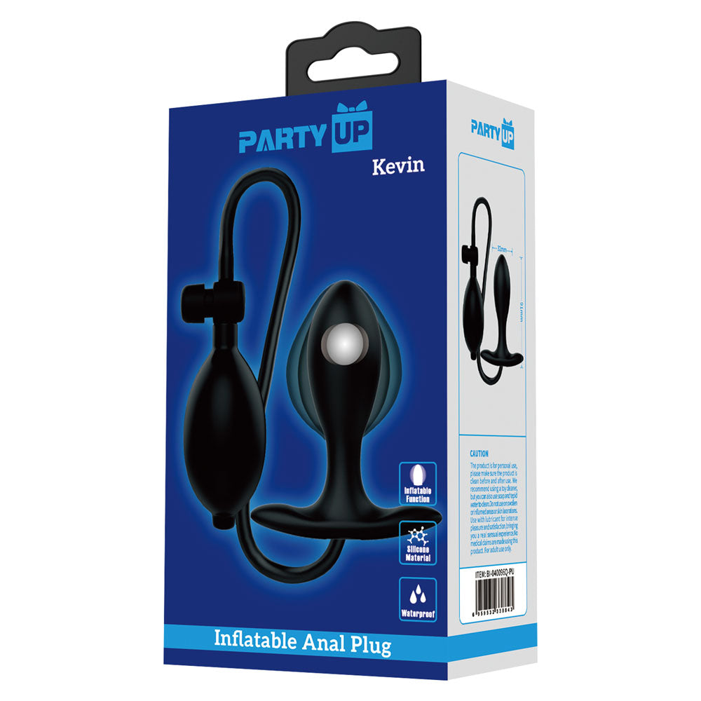 Party Up KEVIN Inflatable Butt Plug - Black 9.1 cm