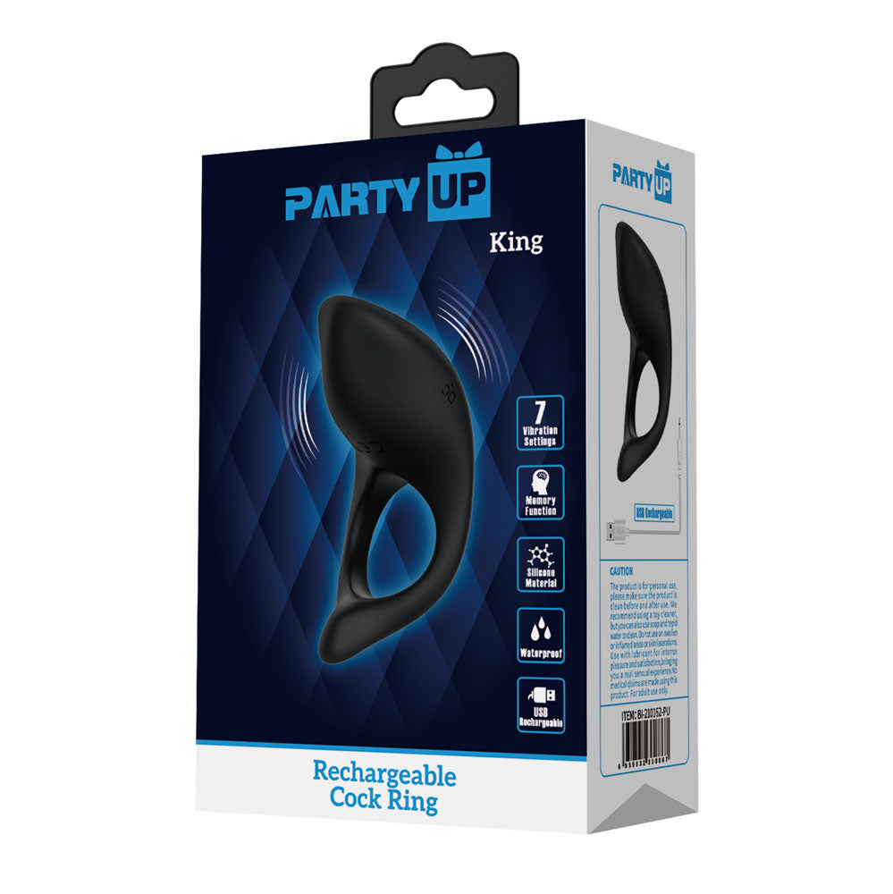 Party Up KING Rechargeable Cock Ring - Black