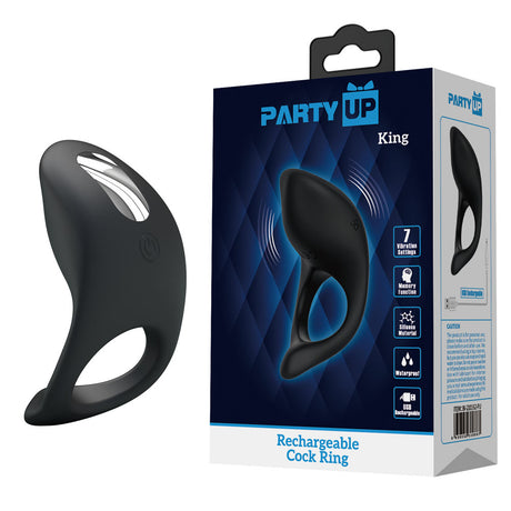 Party Up KING Rechargeable Cock Ring - Black