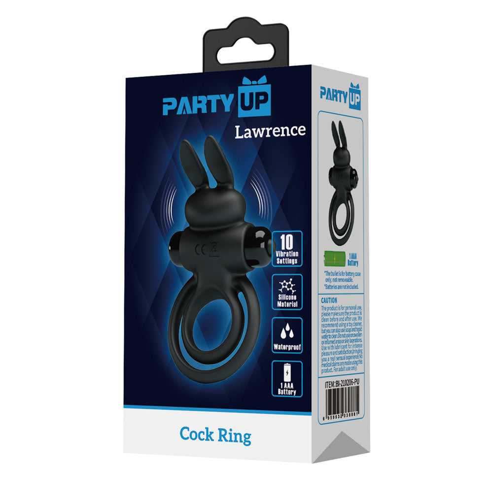 Party Up LAWRENCE Vibrating Cock Ring - Black