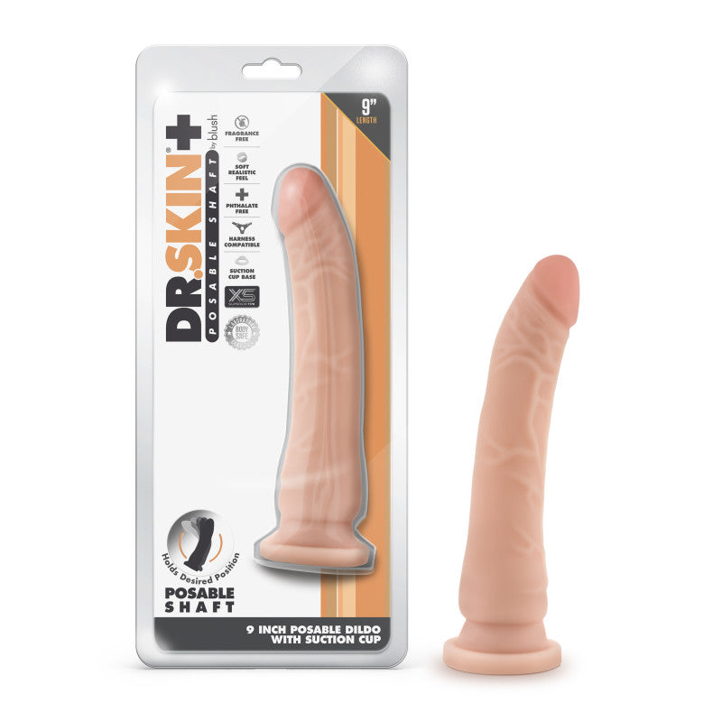 Dr Skin Plus 9'' Posable Dildo - Flesh - Flesh 22.9 cm Poseable Dong - Naughty by Nature Adult Store