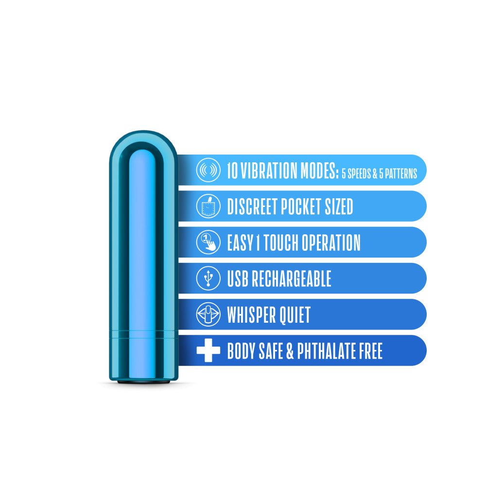 Kool Vibes - Rechargeable Mini Bullet - Blueberry - Blueberry 6.4 cm USB Rechargeable Bullet - Naughty by Nature Adult Store