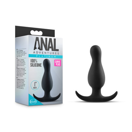 Anal Adventures Platinum Curve Plug - Black 8.9 cm Silicone Butt Plug - Naughty by Nature Adult Store