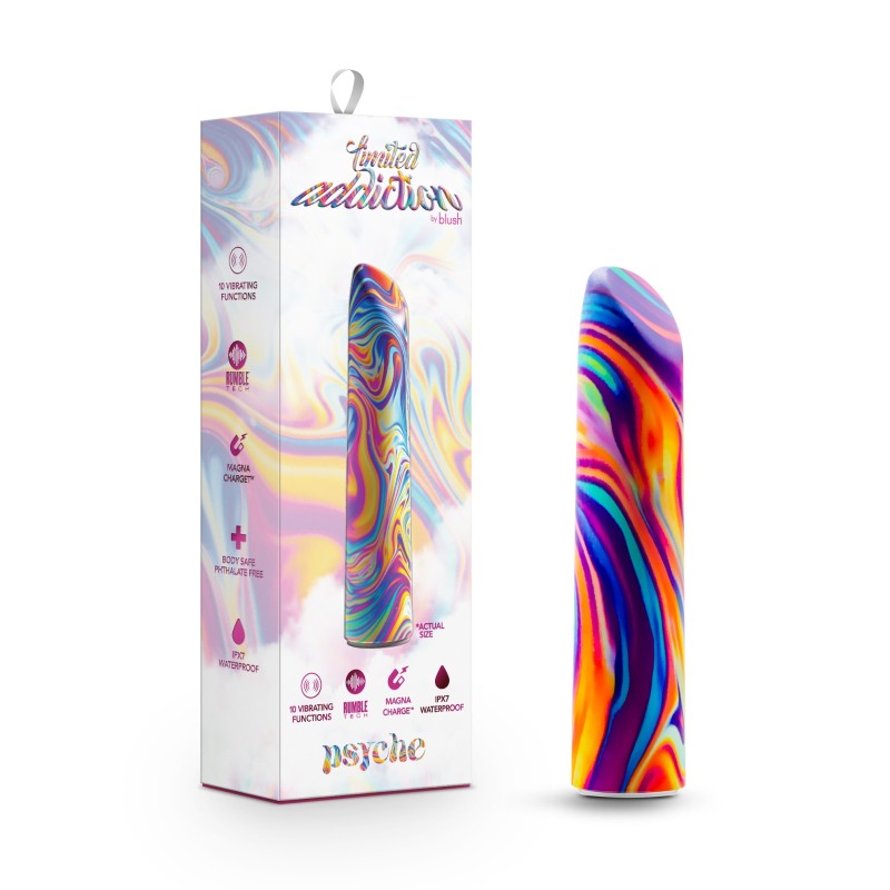 Limited Addiction Psyche - Power Vibe - Rainbow 10.2 cm USB Rechargeable Bulet - Naughty by Nature Adult Store