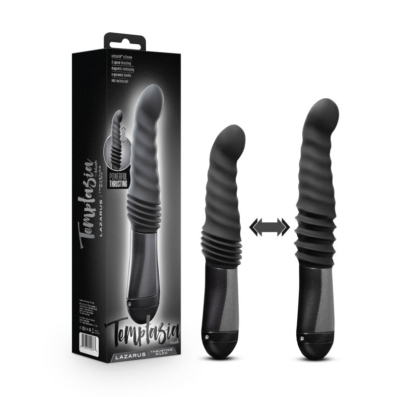 Temptasia Lazarus Thrusting Dildo - Black 25.4 cm USB Rechargeable Thrusting Dildo - Naughty by Nature Adult Store