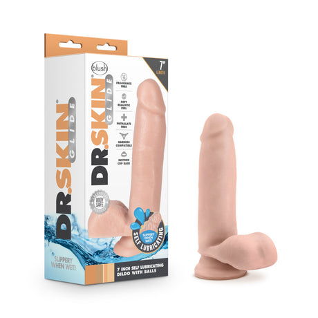 Dr. Skin Glide 7 Inch Self Lubricating Dildo - Flesh 17.8 cm Dong - Naughty by Nature Adult Store