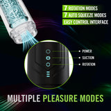 M For Men - Whirlwind Pro - Clear USB Rechargeable Rotating & Sucking Auto Stroker - Naughty by Nature Adult Store