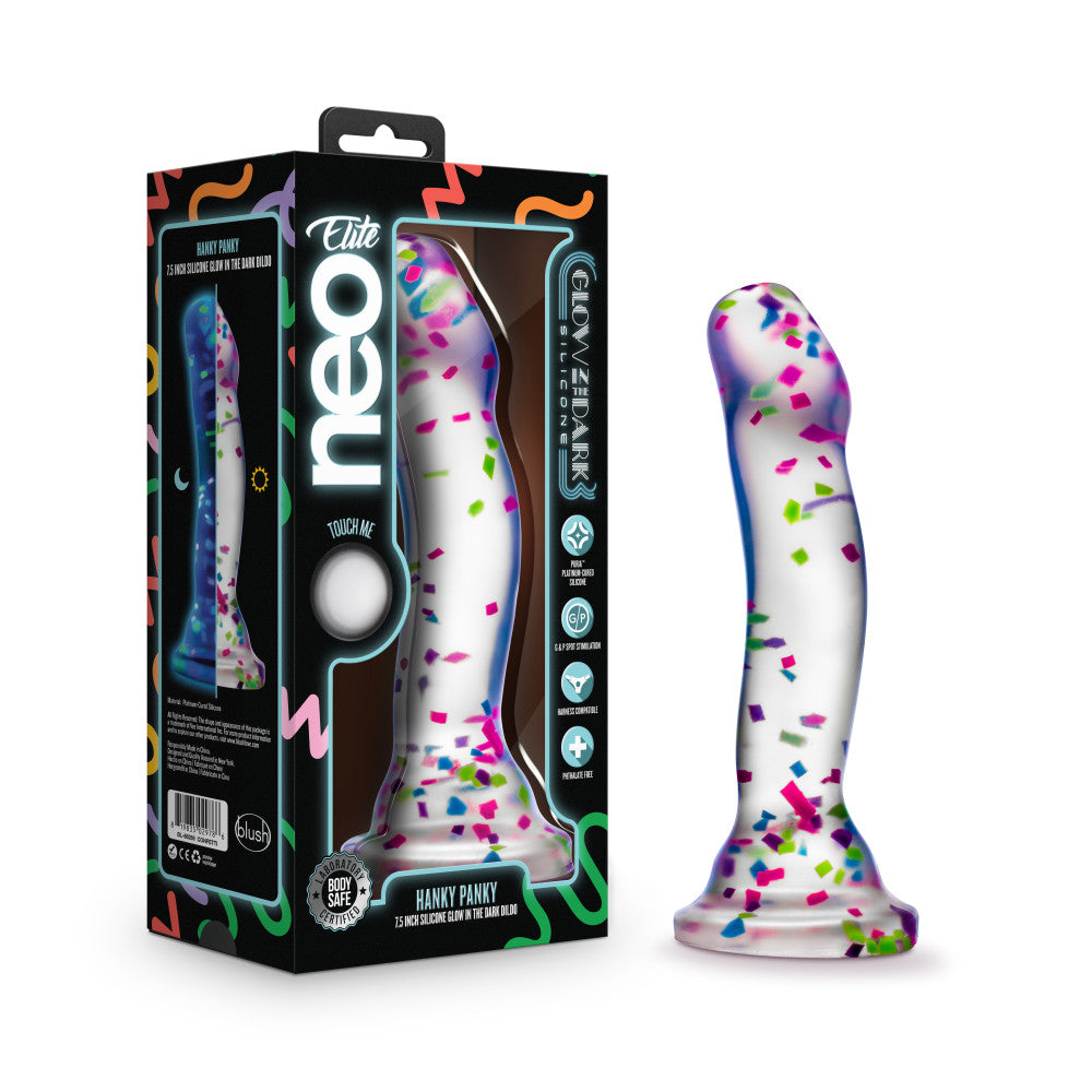 Neo Elite Glow Hanky Panky - Glow In Dark Clear 19 cm Dong - Naughty by Nature Adult Store