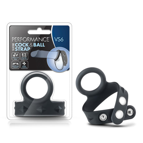Performance VS6 Silicone Cock & Ball Strap - Black Cock Ring with Adjustable Ball Strap - Naughty by Nature Adult Store