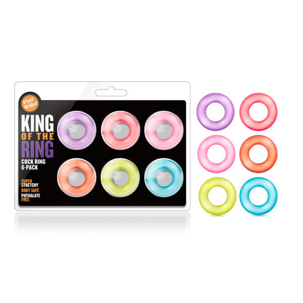 Play With Me - King of the Ring - Coloured Cock Rings - Set of 6 - Naughty by Nature Adult Store