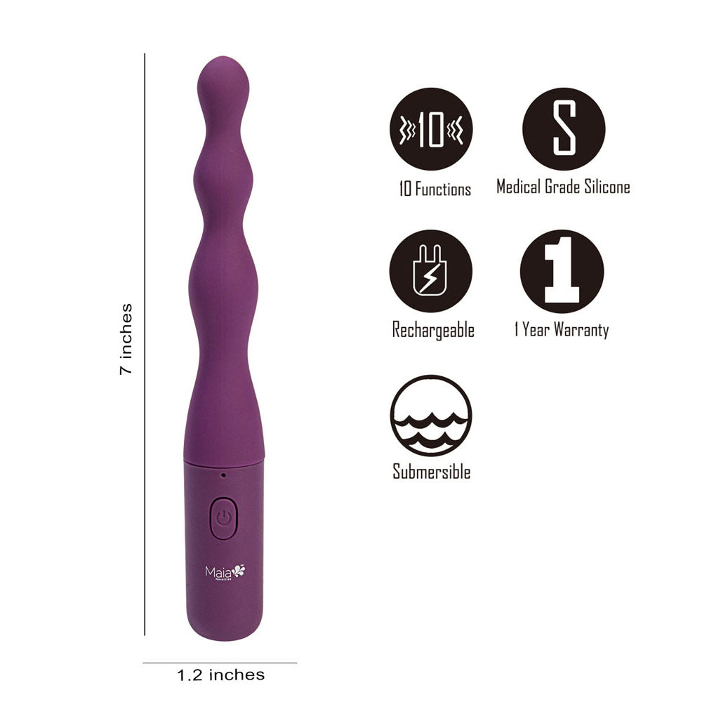 Maia DANI - Purple Rechargeable Beaded Vibrator - Naughty by Nature Adult Store