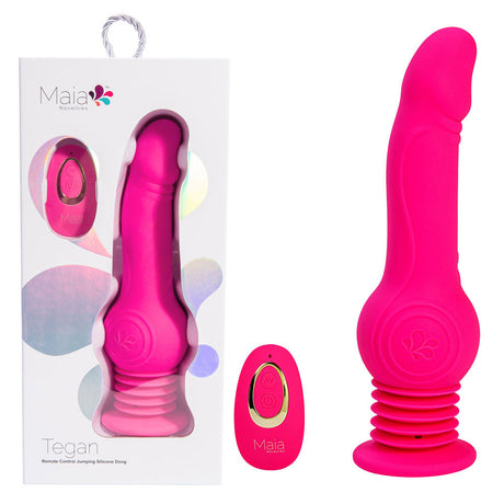 Maia TEGAN - Pink 23.6 cm USB Rechargeable Jumping Vibrating Dong with Remote - Naughty by Nature Adult Store