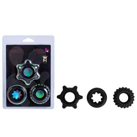 Maia MANZO - Black Silicone Cock Rings - Set of 3 - Naughty by Nature Adult Store
