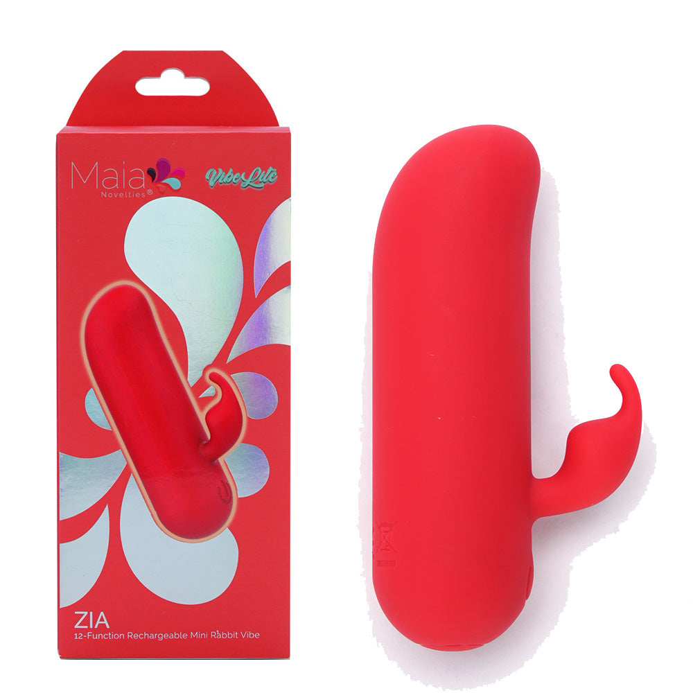 Maia ZIA Red USB Rechargeable Mini Bullet Rabbit Vibrator 7.6 cm