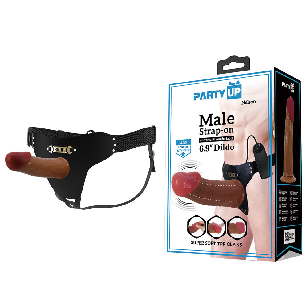 Party Up NELSON Vibrating Strap-On - Brown