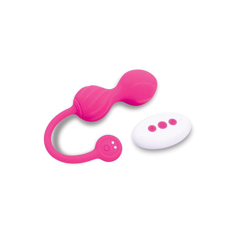 Bodywand Squeeze Remote-Control Pelvic Floor Trainer - Pink USB Rechargeable Weighted Kegel Balls with Remote - Naughty by Nature Adult Store