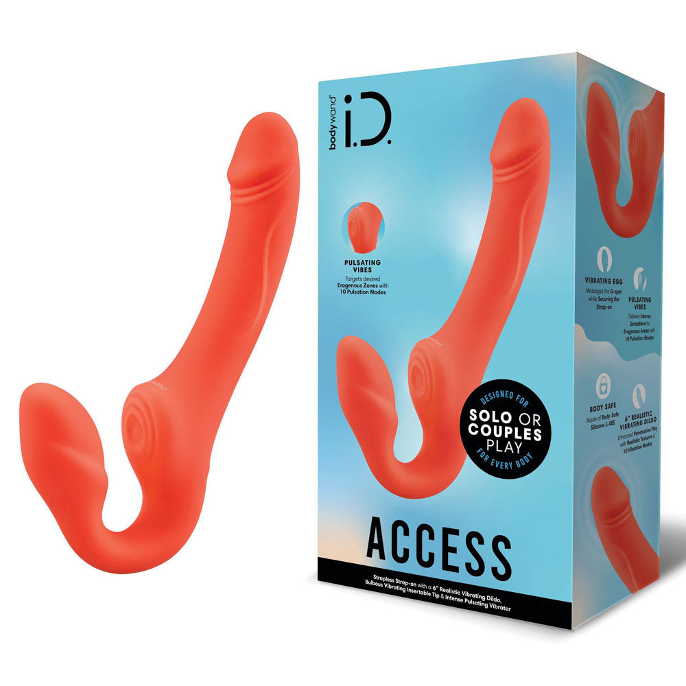 Bodywand ID Access Strapless Strap-On - Orange 15.2 cm USB Rechargeable Strapless Strap-On - Naughty by Nature Adult Store