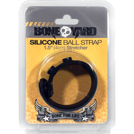 Boneyard Silicone Ball Strap Black - Black 3-Snap 4 cm Adjustable Ball Stretcher Ring - Naughty by Nature Adult Store
