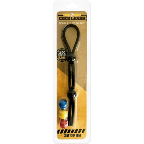 Boneyard Cock Leash Double - Black Adjustable Cock Lasso Ring - Naughty by Nature Adult Store