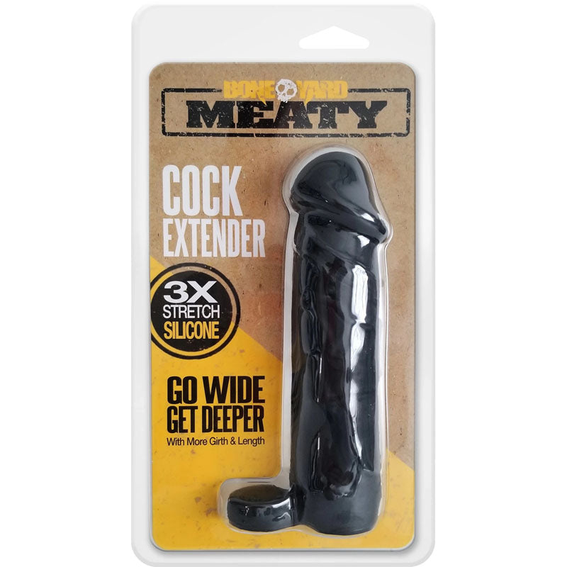 Boneyard Meaty Cock Extender Black - Black Penis Extender Sleeve - Naughty by Nature Adult Store