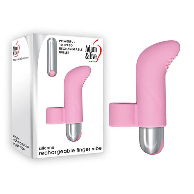 Adam & Eve Silicone Rechargeable Finger Vibe - Pink USB Rechargeable Finger Stimulator - Naughty by Nature Adult Store