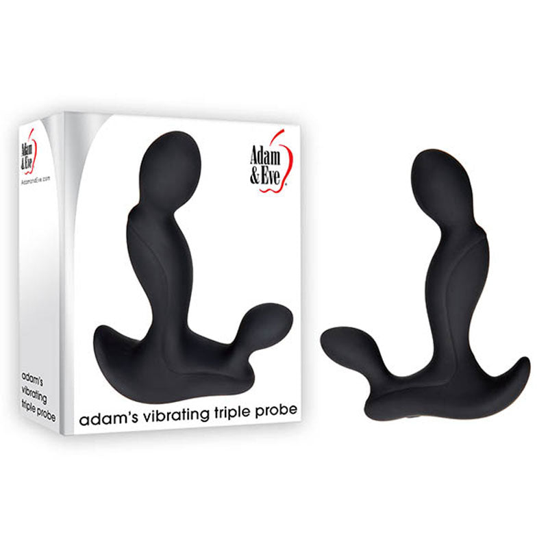Adam & Eve Adam's Vibrating Triple Probe - Black USB Rechargeable Prostate Massager - Naughty by Nature Adult Store
