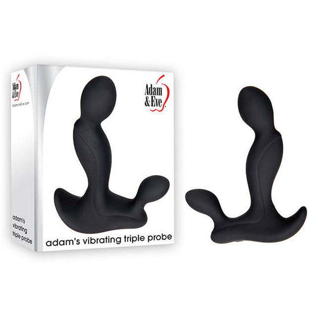 Adam & Eve Adam's Vibrating Triple Probe - Black USB Rechargeable Prostate Massager - Naughty by Nature Adult Store