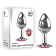 Adam & Eve Pink Gem Anal Plug - Medium - Silver Medium 8.2 cm Metal Butt Plug with Pink Gem - Naughty by Nature Adult Store
