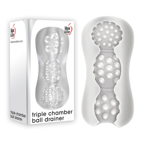 Adam & Eve Triple Chamber Ball Drainer - Clear Masturbator Sleeve - Naughty by Nature Adult Store