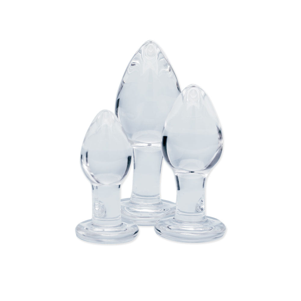 Clarity - Utopian Trinity Glass Butt Plugs - Set of 3 Sizes